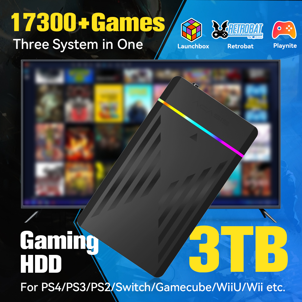 Gaming Console In Chinese - 3 TB Taşınabilir Oyun HDD LaunchBox/Retrobat/Playnite
